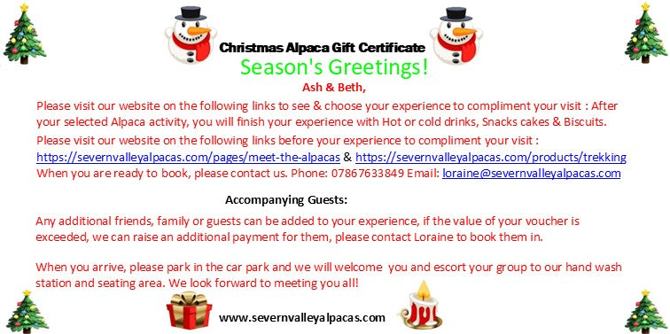 Severn Valley Alpacas Gift Vouchers