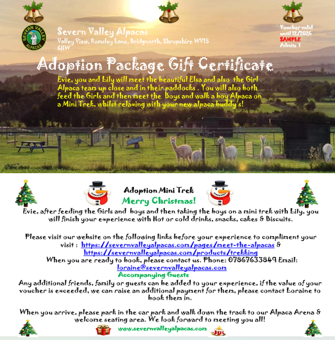 Severn Valley Alpacas Gift Vouchers